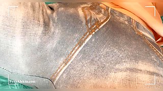 Hiding Penetration in Yoga Pants. Pulsing Orgasm Cute Clitoris in Leggings