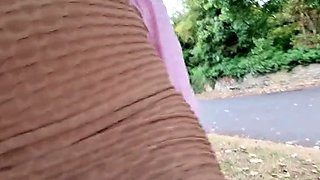 Faye Taylor Purple panty wetting by the road peeing