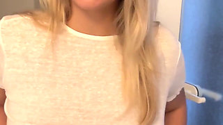 Going to Frankfurt Now Without a Bra and with a Sheer Top