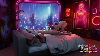 Neon Heat. Passionate sex with busty hot street girl in the neon room