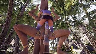Lara Croft never hoped that the Statue would do this and poke her in all her fuckholes.