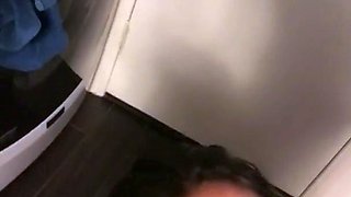 Step sister sucks my cock while doing laundry