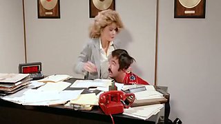 Sexy and sweet vintage blonde babe in the office blows dick