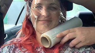 Plastic Wrap Breathplay in Car Outdoor
