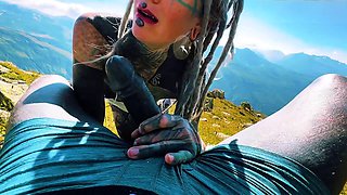 Outdoor facial from tattooed hippie Lily Lu in a public park