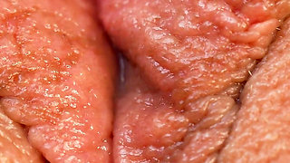 Creamy Orgasm Contractions - Extreme Close up Girl Masturbation - Meaty Pussy Lips