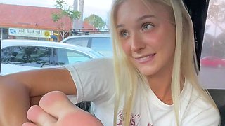 Blonde twins double blowjob and foot fetish