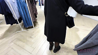 Risky Pussy Licking in a busy Store Booth - Full on FapHouse