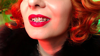Lipstick fetish video - lady in fur close ups