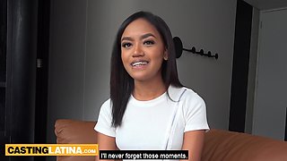 Hispanic ebony teenage introducing herself