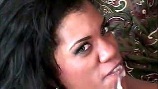 Ebony Babe Gets Her Tits Grabbed and Shaved Box Filled with Cock From Behind