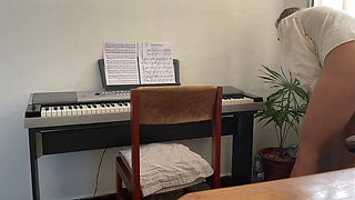 Batty Lux Strips Naked While Playing Piano - Busty Blonde Nude Music Performance