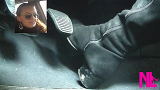 Driving Fast in Black Suede Knee High Boots