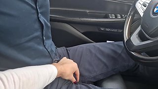 Blonde Gives A Blowjob While Driving A Car And Gets Her Pussy Fucked - M A