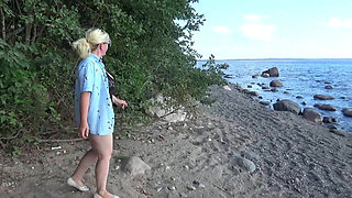 Teasing and Rinsing Her Pussy in the Lake.