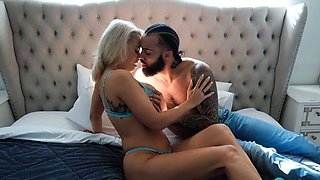 Busty Blonde Wife In Sexy Lingerie Has An Affair With Her