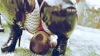 Mistress Zeida Farting in Slave's Mouth Outdoor BDSM Humiliation