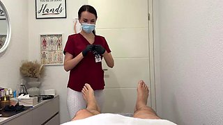 Laser on balls, cock in throat