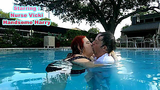 Nurse Vicki and Handsome Harry Are Having Fun Kissing in the Pool!