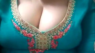 Big boobs desi aunty in dress shows cleavage