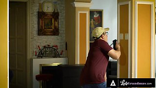 LUSTY GRANDMAS - Horny Granny Marsha Seduces Delivery Stud for Hard Fuck: Porn