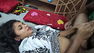 Mallu College Teacher Hot Romantic Hard Fuck in Nighty with Boy in Teacher's Home