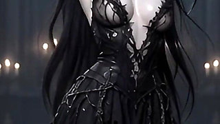 Ai Hentai - Dark Gothic Babe Solo Show Teasing, Stripping NSFW