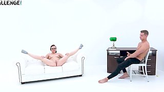 Brunette bombshell Wendy Moon rocks high heels and glasses in a steamy casting scene