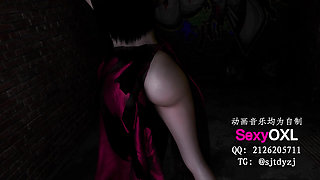 The slutty bitch dances seductively