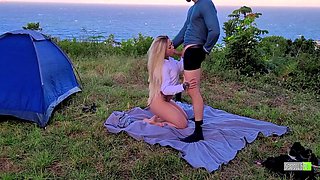 Risky Sex Real Amateur Couple Fucking At Camp