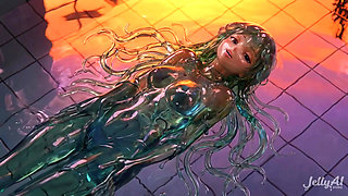 Emerald Jellyfish Girl Grinding & Riding - Dripping Wet Tongue