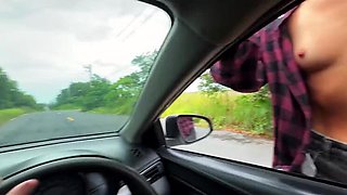 Pick Up Tan Girl TenderMolly and Fuck Her Hard in Car Backseat - Public Sex POV Blowjob Cumshot