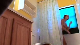 Stepdaughter 21 shaves pussy in shower (voyeur)