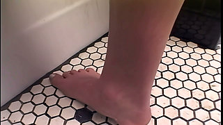 Lesbian Schoolgirls Anal Dildo In Steamy Shower