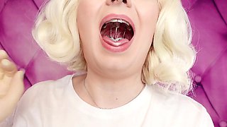 Latex Medical Gloves and Eating Ice Cream Food Fetish with Braces Arya Grander