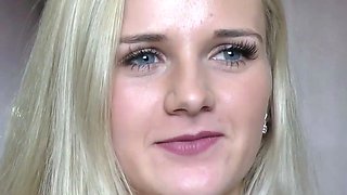 Katy Sky with Cute Baby Face Undresses and Poses Naked With
