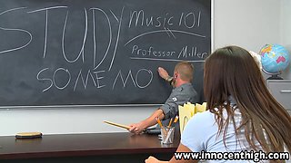 Rilynn Rae's tight pussy pounded in the classroom by a horny schoolgirl