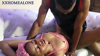 Slim Pearly Rides Her Husband's Friend With Her Tight Ebony Pussy