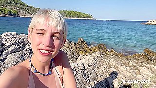 Adorable Annika Plays With Herself On A Hot Beach In Croatia