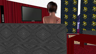 Animated 3D Cartoon Porn - Beautiful Girl Masturbating with Bottle on Chair Multiple Orgasms