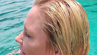 Swimming in the blue waters of Greece butt naked...