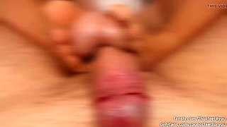Closeup MILF Footjob in Tan Nylons - Cum on Feet 4K