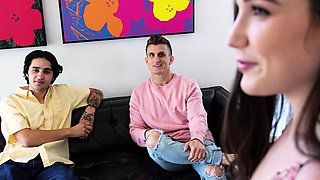 Small tit brunette teen fucks a big cock