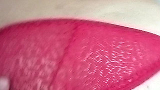 My girlfriend in a red thong is going wild with pleasure and telling me to put it all in.