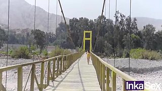 Hot Latina Milf with Big Natural Tits Gets Tricked into Public Sex on a Bridge