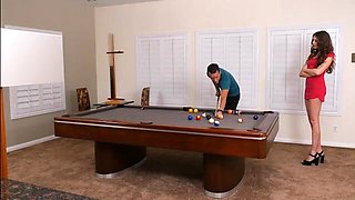 Elena Koshka Pulverizing In The Pool Table With Her Undergarments