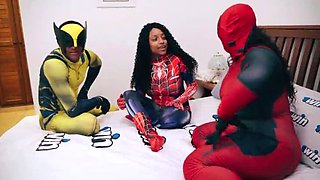 Deadpool, Wolverine, and Spider-Woman in Intense Anal Action