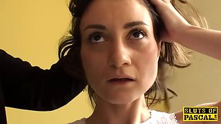 Squirting brit fuckslut fingerfucked roughly