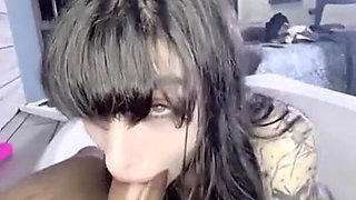 Petite Tattooed Girl Gives BBC Footjob Then Pounding