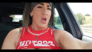 I Take Out My Tits and Fuck Myself in the Car so They Can See Me